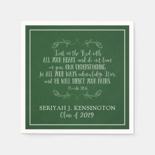Christian Graduation Bible Verse Typography Green Napkins