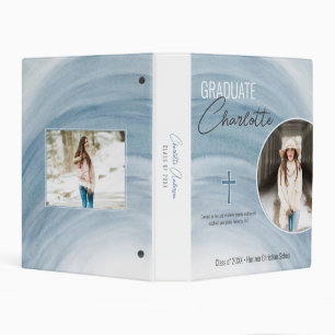 Christian Graduation Blue Watercolor Photo Mini Binder