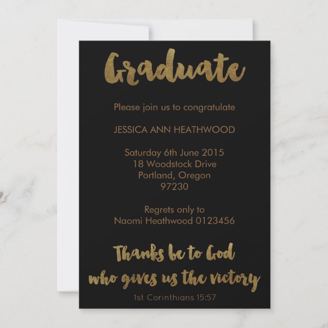 Christian Graduation Invitation - Thanks Be to God (Front)