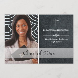 Christian Graduation Photo Announcement Black