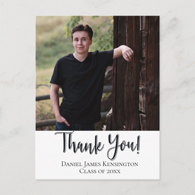 Christian Graduation Thank You Typography Postcard (Front)