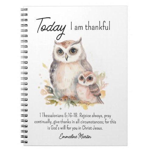Christian Gratitude Bible Verse Owls Notebook