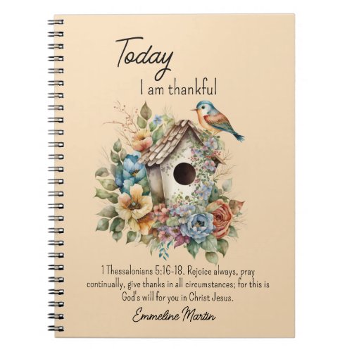 Christian Gratitude Birdhouse Flowers Notebook