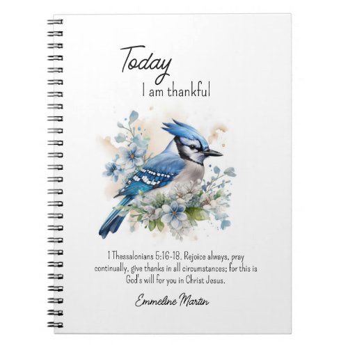 Christian Gratitude Blue Jay Bird Nature Notebook