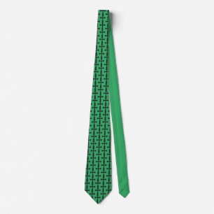 Christian Green Cross Sacred Religious Art Neck Tie