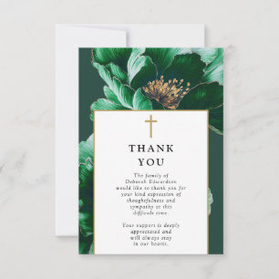 Christian Green Modern Celebration Of Life Funeral Thank You Card