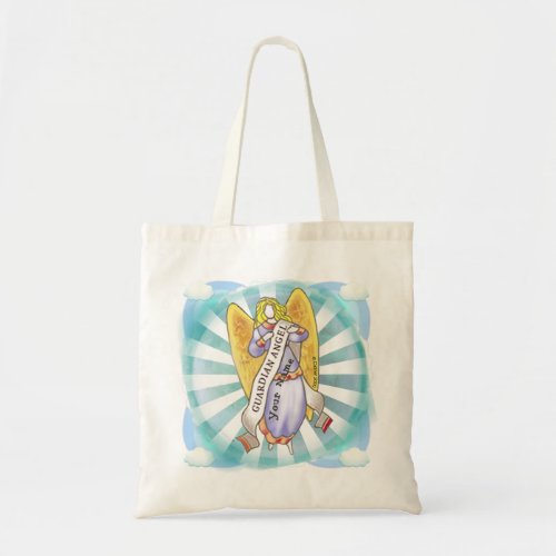 Christian Guardian Angel 2 sided custom name Tote Bag