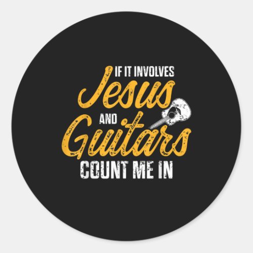 Christian Guitarist Jesus Church Worship Guitar Classic Round Sticker