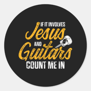 Christian Guitarist Jesus Church Worship Guitar Classic Round Sticker
