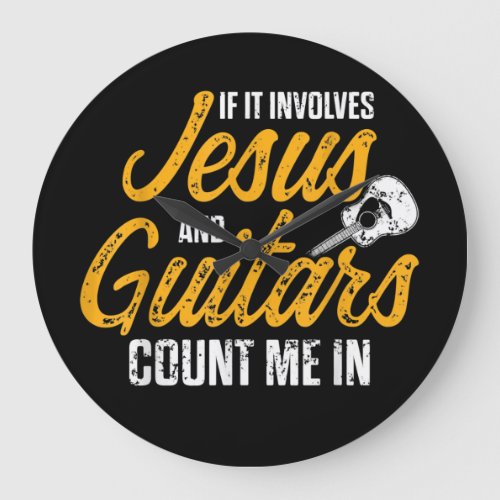 Christian Guitarist Jesus Church Worship Guitar Large Clock