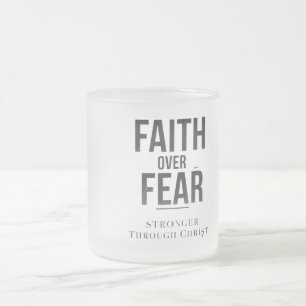 Christian Gym Shirt Faith Over Fear Workout Moti Frosted Glass Coffee Mug