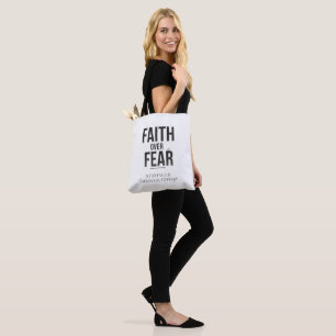 Christian Gym Shirt   Faith Over Fear Workout Moti Tote Bag