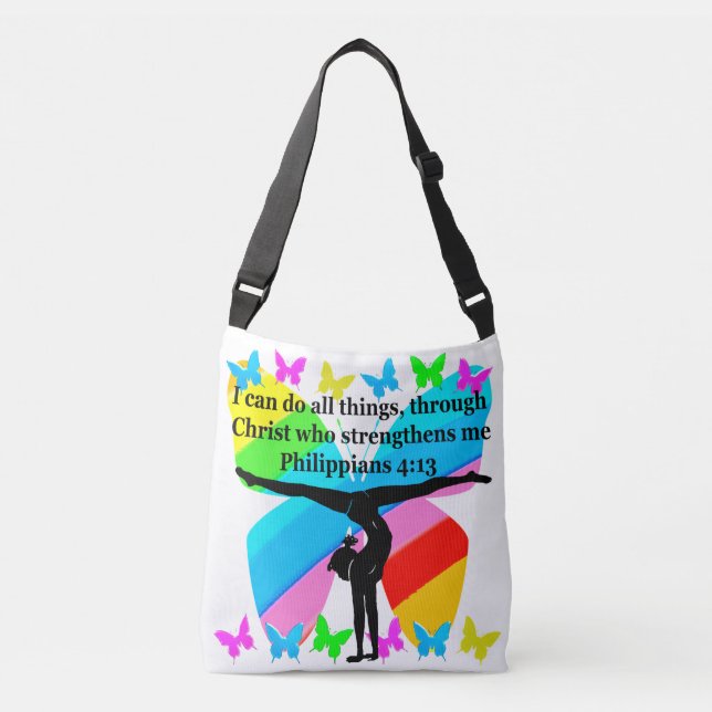 CHRISTIAN GYMNAST INSPIRATIONAL BIBLE DESIGN CROSSBODY BAG (Front)