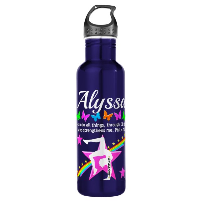 CHRISTIAN GYMNAST PRAYER PERSONALIZED WATER BOTTLE (Front)