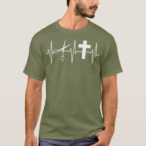 Christian Hairdresser Shirt Cross Heartbeat Hair