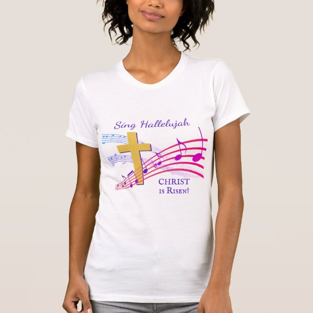 Christian HALLELUJAH CHRIST IS RISEN Easter T-Shirt (Front)