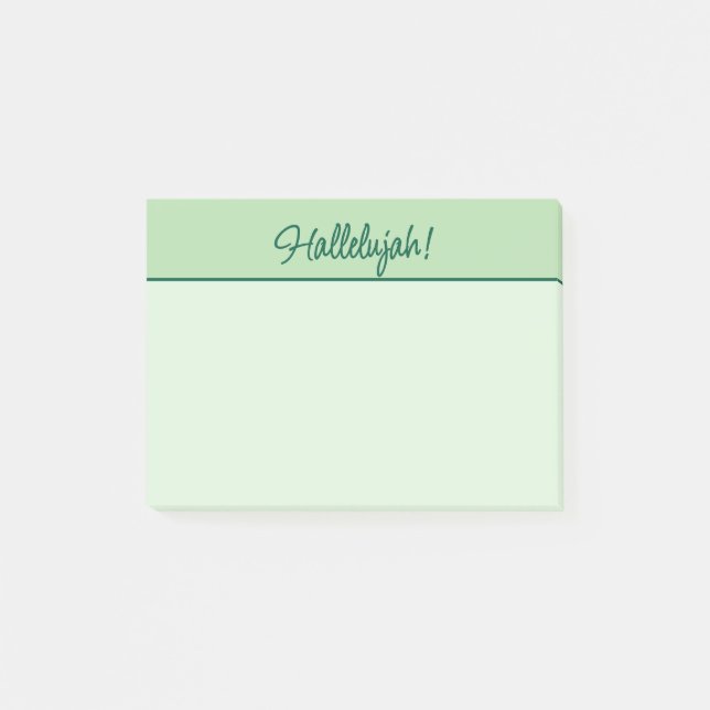 Christian Hallelujah Sticky Notepad Green (Front)