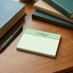 Christian Hallelujah Sticky Notepad Green