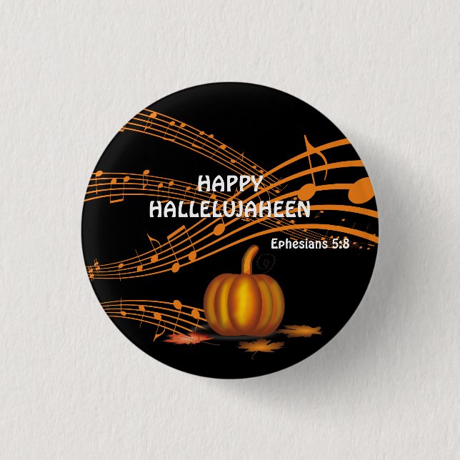 Christian Halloween HALLELUJAHEEN | Pumpkin Button (Front)