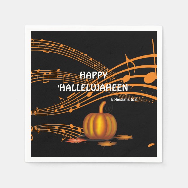 Christian Halloween HALLELUJAHEEN | Pumpkin Paper Napkins (Front)