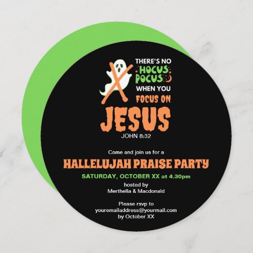 Christian Halloween NO HOCUS POCUS Invitation