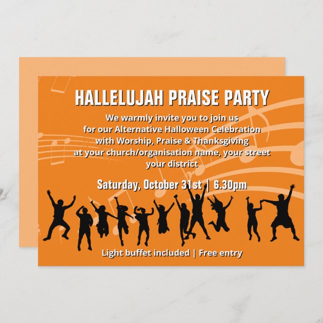 Christian Halloween PRAISE PARTY Invitation (Front/Back)