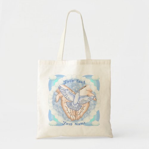 Christian Hands Dove Tote Bag