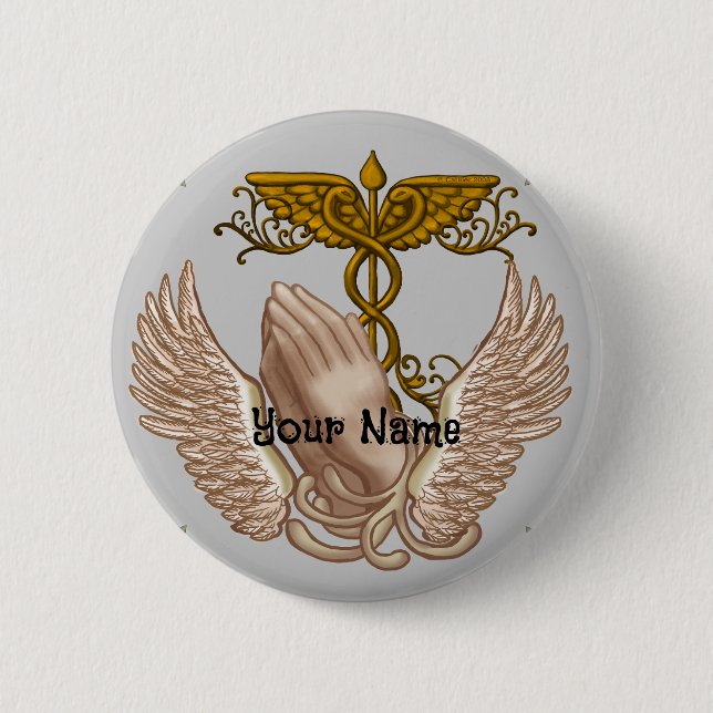 Christian Hands Nurse  Button (Front)