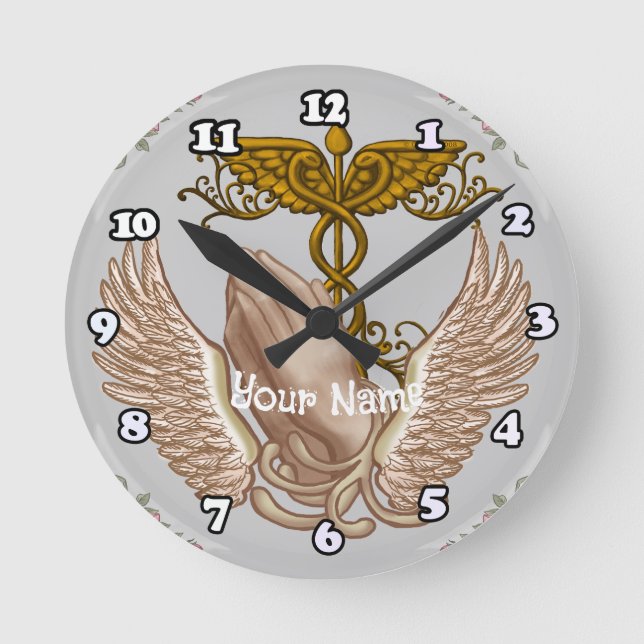 Christian Hands Nurse  Round Clock (Front)