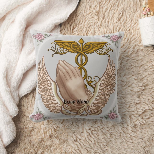 Christian Hands Nurse  Throw Pillow (Blanket)