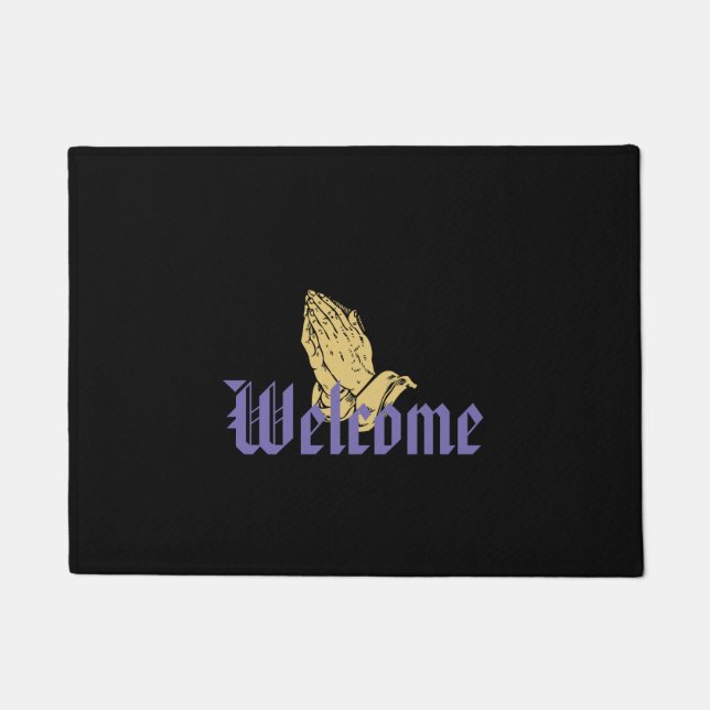 Christian Hands of Prayer Door Mat (Front)