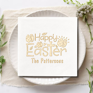 Christian Happy Easter Religious Personalized Name Foil Napkins