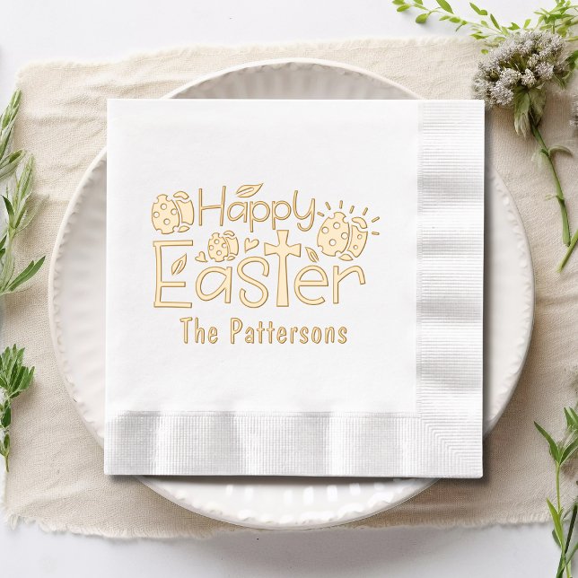 Christian Happy Easter Religious Personalized Name Foil Napkins (Creator Uploaded)
