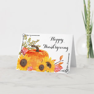 Christian Happy Thanksgiving Pumpkin Sunflower Card
