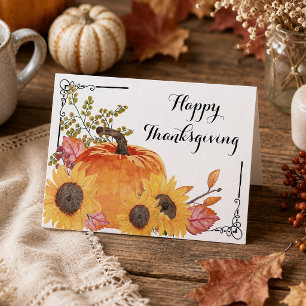 Christian Happy Thanksgiving Pumpkin Sunflower Card
