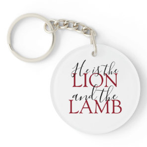 Christian He is Lion and the Lamb White Keychain