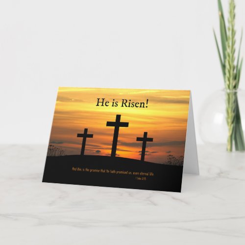 Christian He is Risen Easter Celebration w Cross Holiday Card