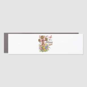 Christian- He is Risen Floral Cross Religious  Car Magnet