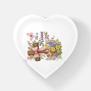 Christian- He is Risen Floral Cross Religious East Paperweight