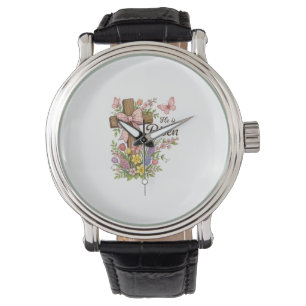 Christian- He is Risen Floral Cross Religious East Watch