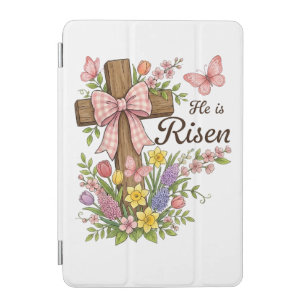 Christian- He is Risen Floral Cross Religious  iPad Mini Cover