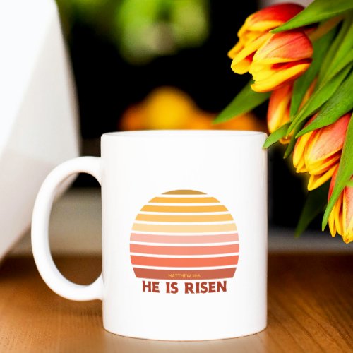 Christian He is Risen Retro Sun Easter Coffee Mug