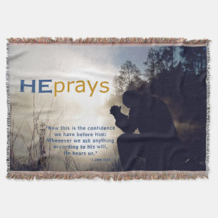 Christian HE PRAYS Throw Blanket