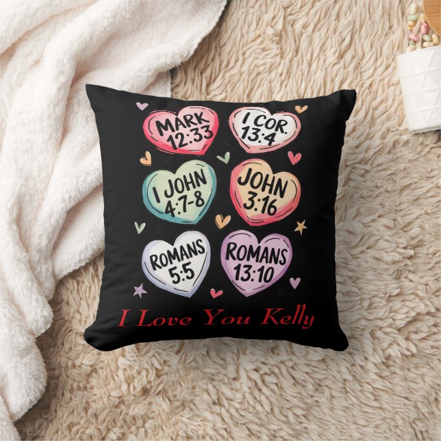 Christian Heart Valentines Bible Verses I love you Throw Pillow (Blanket)