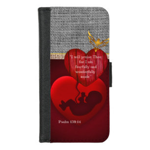 Christian Hessian Embryo Red Heart Gold Dove iPhone 8/7 Wallet Case