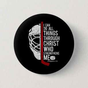 Christian Hockey Bible Verse Philippians Religious Button