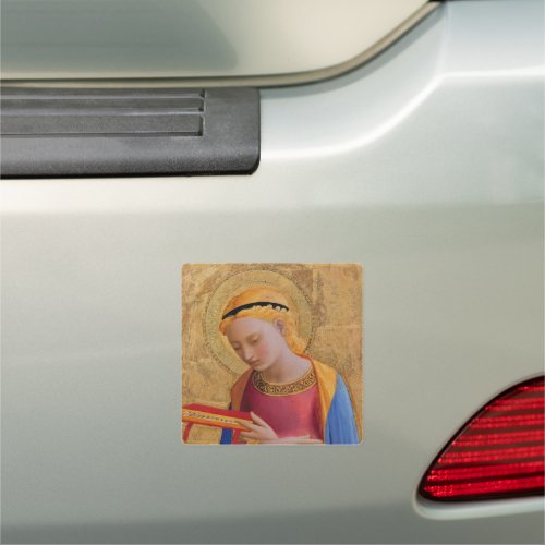 Christian Holly Figure Golden Halo Holding Book Car Magnet