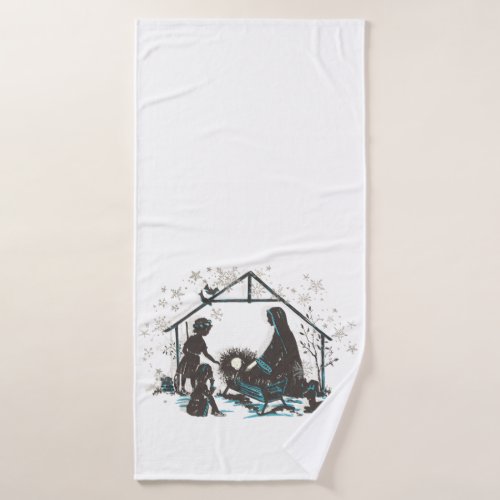 Christian Holy Baby Jesus Christmas Nativity Scene Bath Towel Set