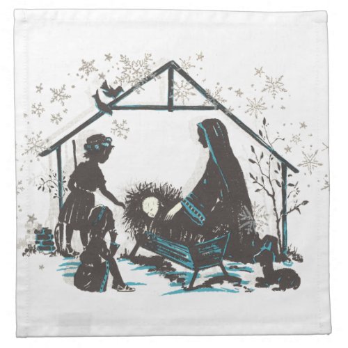 Christian Holy Baby Jesus Christmas Nativity Scene Cloth Napkin