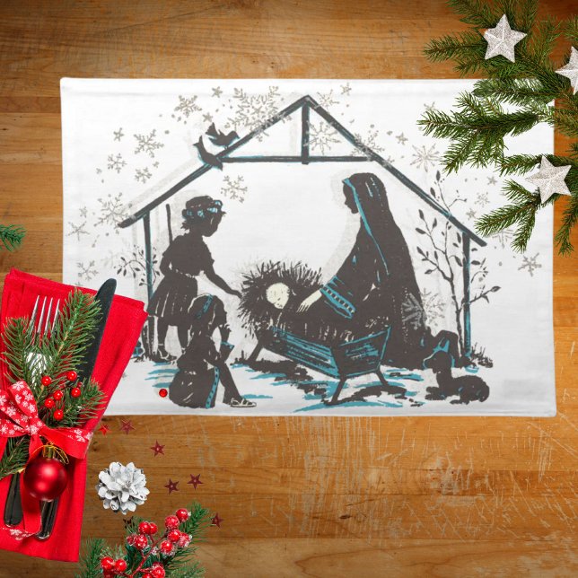 Christian Holy Baby Jesus Christmas Nativity Scene Cloth Placemat (Christian Holy Baby Jesus Christmas Nativity Scene Cloth Placemat)